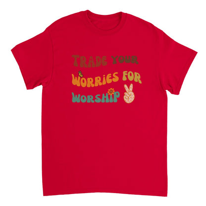 Trade Your Worries for Worship - Heavyweight Unisex Crewneck T-shirt