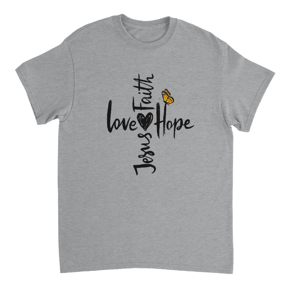 Love Hope Faith Jesus - Heavyweight Unisex Crewneck T-shirt