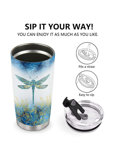 Jekeno From A Dragonfly Tumbler Stainless Steel 20 Oz Uplifting Coffee Mugs For Women Novelty Dragonfly Lover Gifts Birthday Present Insulated Cups For Her Valentine&