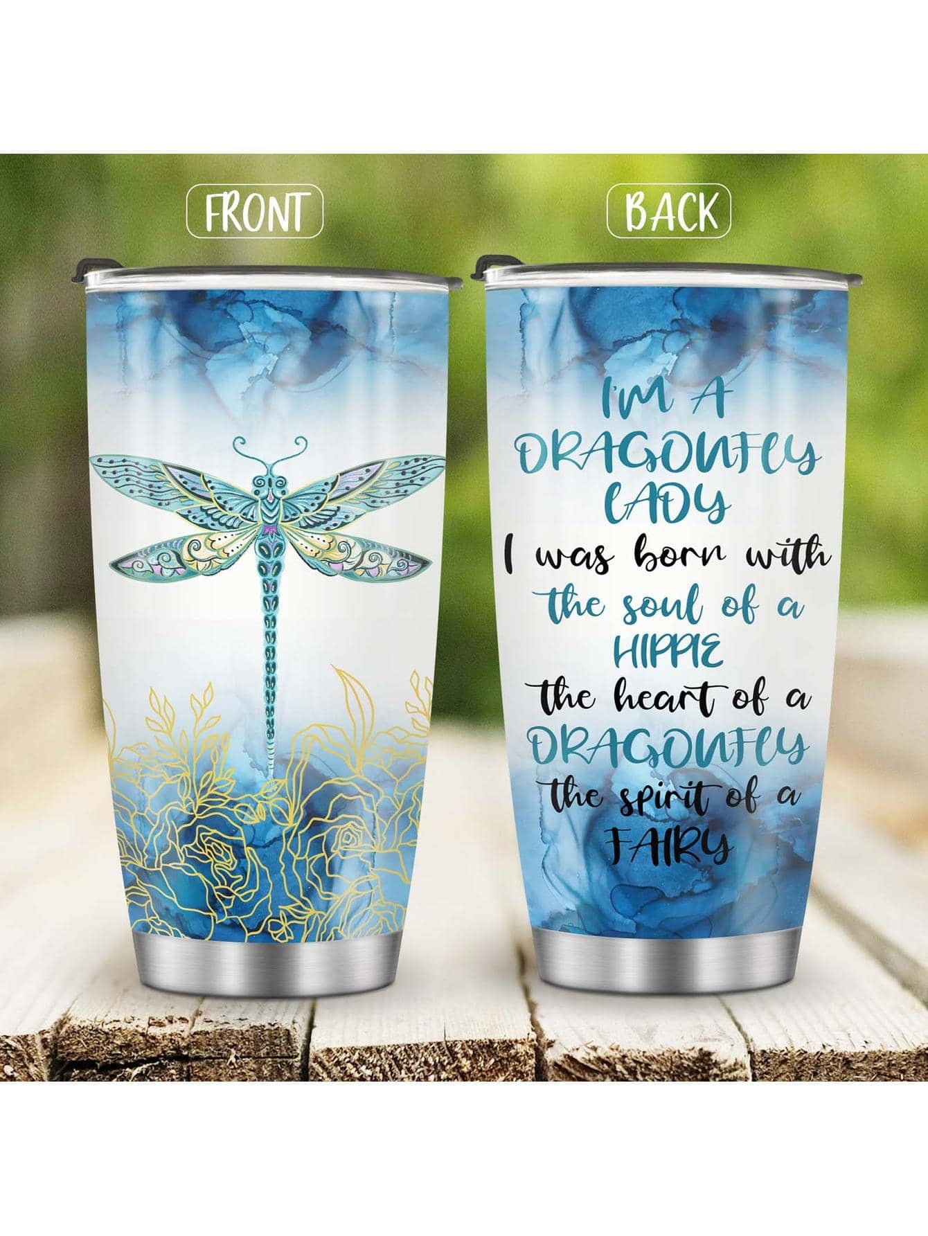 Jekeno From A Dragonfly Tumbler Stainless Steel 20 Oz Uplifting Coffee Mugs For Women Novelty Dragonfly Lover Gifts Birthday Present Insulated Cups For Her Valentine&