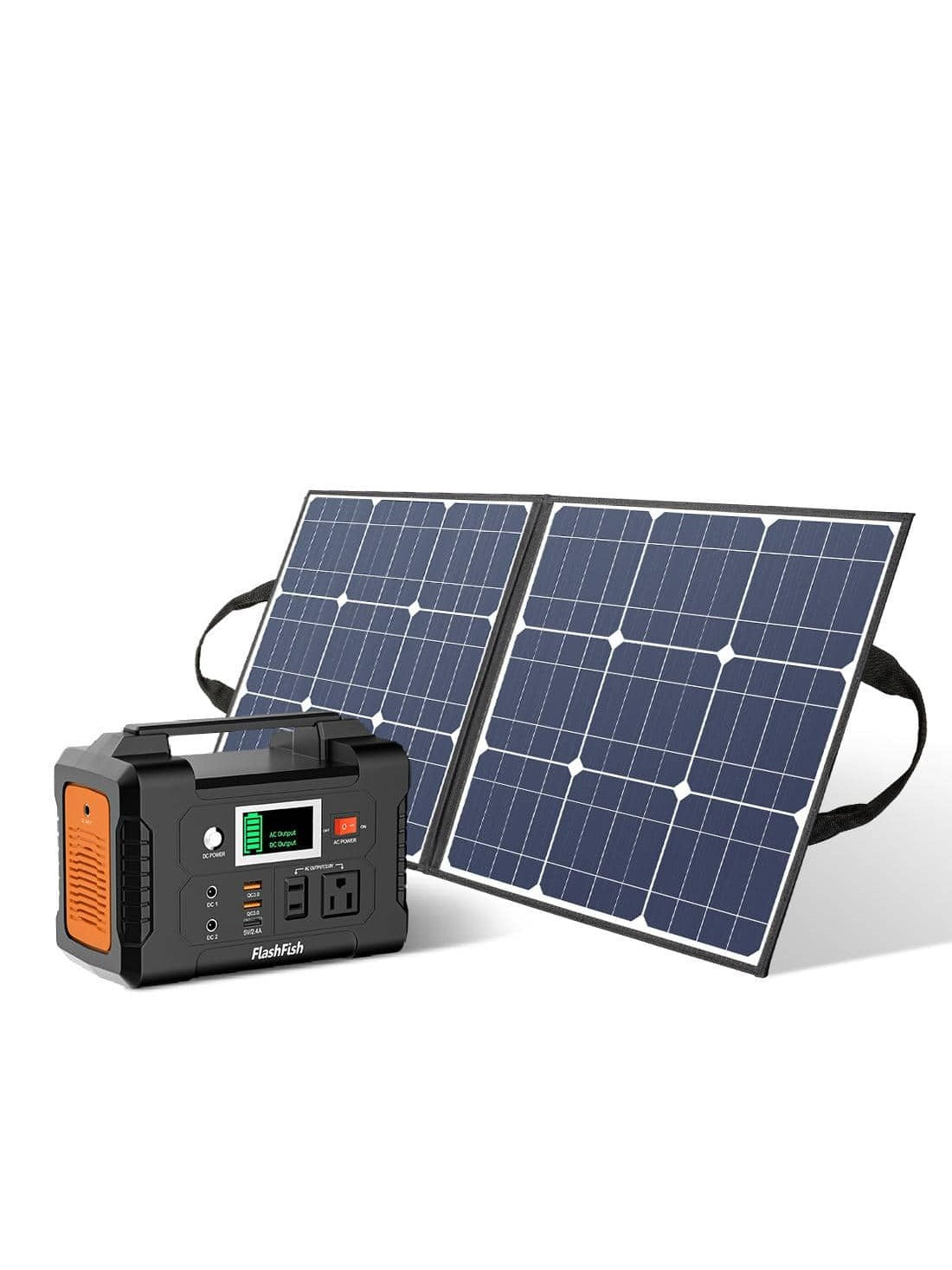 Portable Power Station With Solar Panel Included, Flashfish 200W Solar Generator   50W Solar Panel, 2 X 200W AC Outlets, 151Wh/40800mAh Backup Power Emergency Power Supply For Home Blackout/RV/Camping