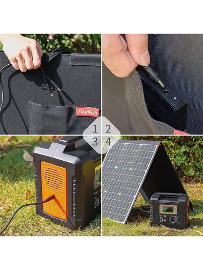 Portable Power Station With Solar Panel Included, Flashfish 200W Solar Generator   50W Solar Panel, 2 X 200W AC Outlets, 151Wh/40800mAh Backup Power Emergency Power Supply For Home Blackout/RV/Camping