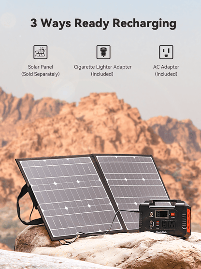 Portable Power Station With Solar Panel Included, Flashfish 200W Solar Generator   50W Solar Panel, 2 X 200W AC Outlets, 151Wh/40800mAh Backup Power Emergency Power Supply For Home Blackout/RV/Camping