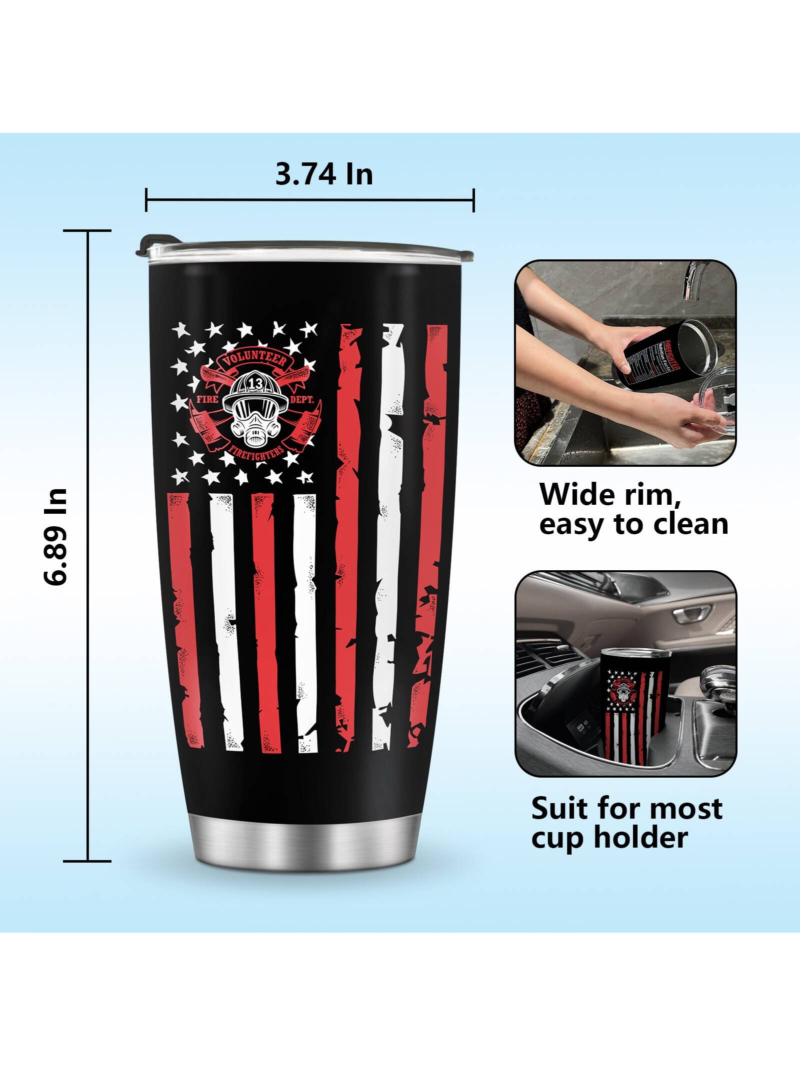 Jekeno Mug Tumbler Gifts For Firefighter - Fireman Drinking Cups Presents For Men Boy Dad Father Husband Son Grandpa Friends Adult From Daughter Son Wife Travel Coffee Mug For 20oz Stainless Steel Valentine&