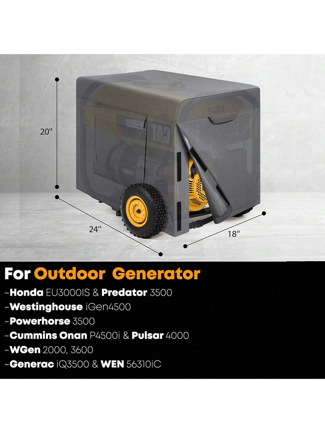 PatioGem Generator Covers Heavy Duty Waterproof, 24&quot;Lx18&quot;Wx20&quot;H Portable Generator Cover, Snow/UV/Wind Proof Generator Cover