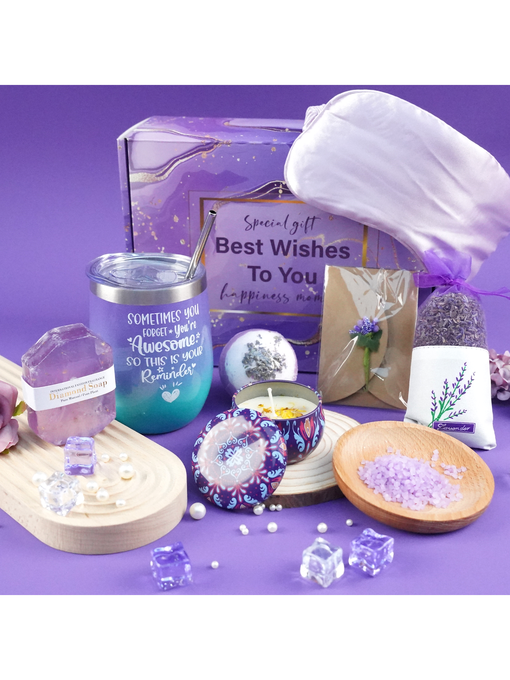 Gift Basket For Women - Lavender Gift Set For Women Include Water Cup,Eye Mask Valentine&