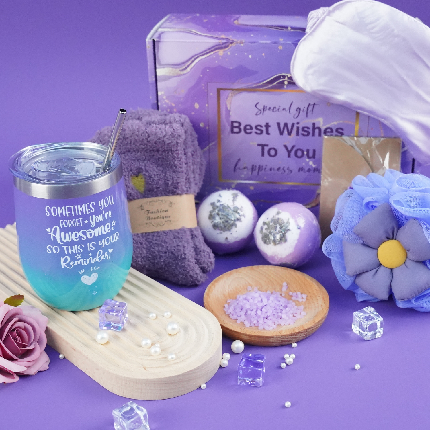 Gift Basket For Women - Lavender Gift Set For Women Include Water Cup,Eye Mask Valentine&