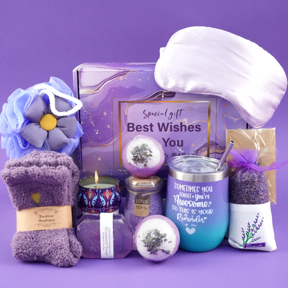 Gift Basket For Women - Lavender Gift Set For Women Include Water Cup,Eye Mask Valentine&