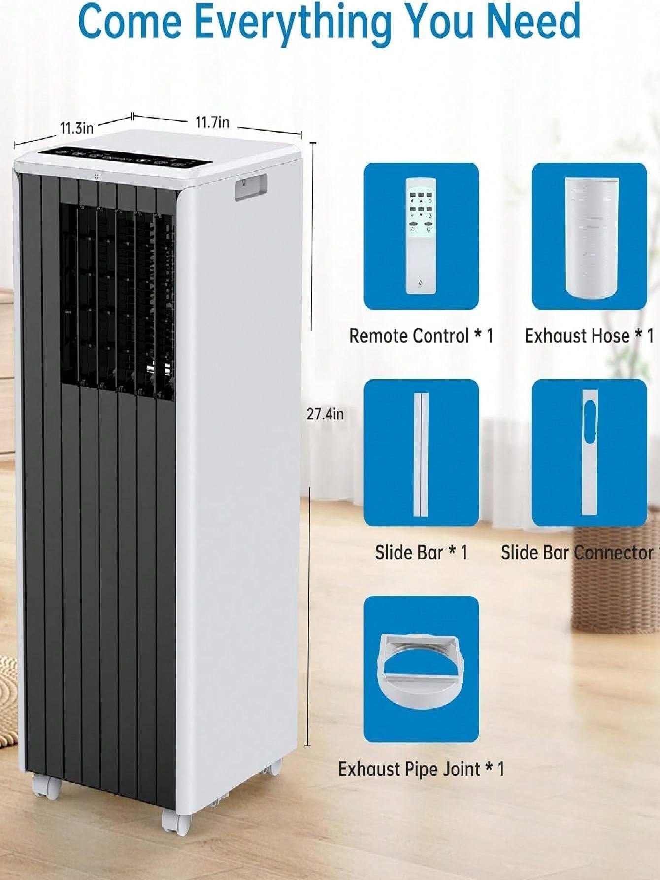 Portable Air Conditioner 8000 BTU Air Conditioner Suitable For 350 Sq.Ft, 3-In-1 AC Unit With Remote Control &amp; 24 Hrs Timer For Home, Office, Dorm(White)