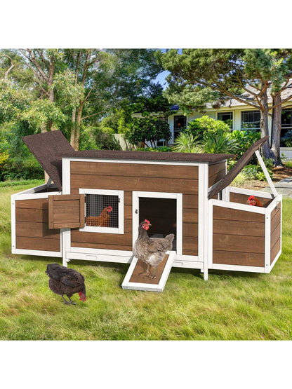 Large Wood Chicken Coop 11.5ft² Chicken House Chicken Pen Outdoor With 2 Nesting Boxes Poultry Cage Rabbit Hutch Duck Cage With Weatherproof Roof