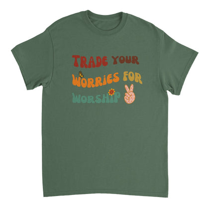 Trade Your Worries for Worship - Heavyweight Unisex Crewneck T-shirt