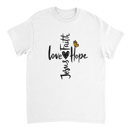 Love Hope Faith Jesus - Heavyweight Unisex Crewneck T-shirt