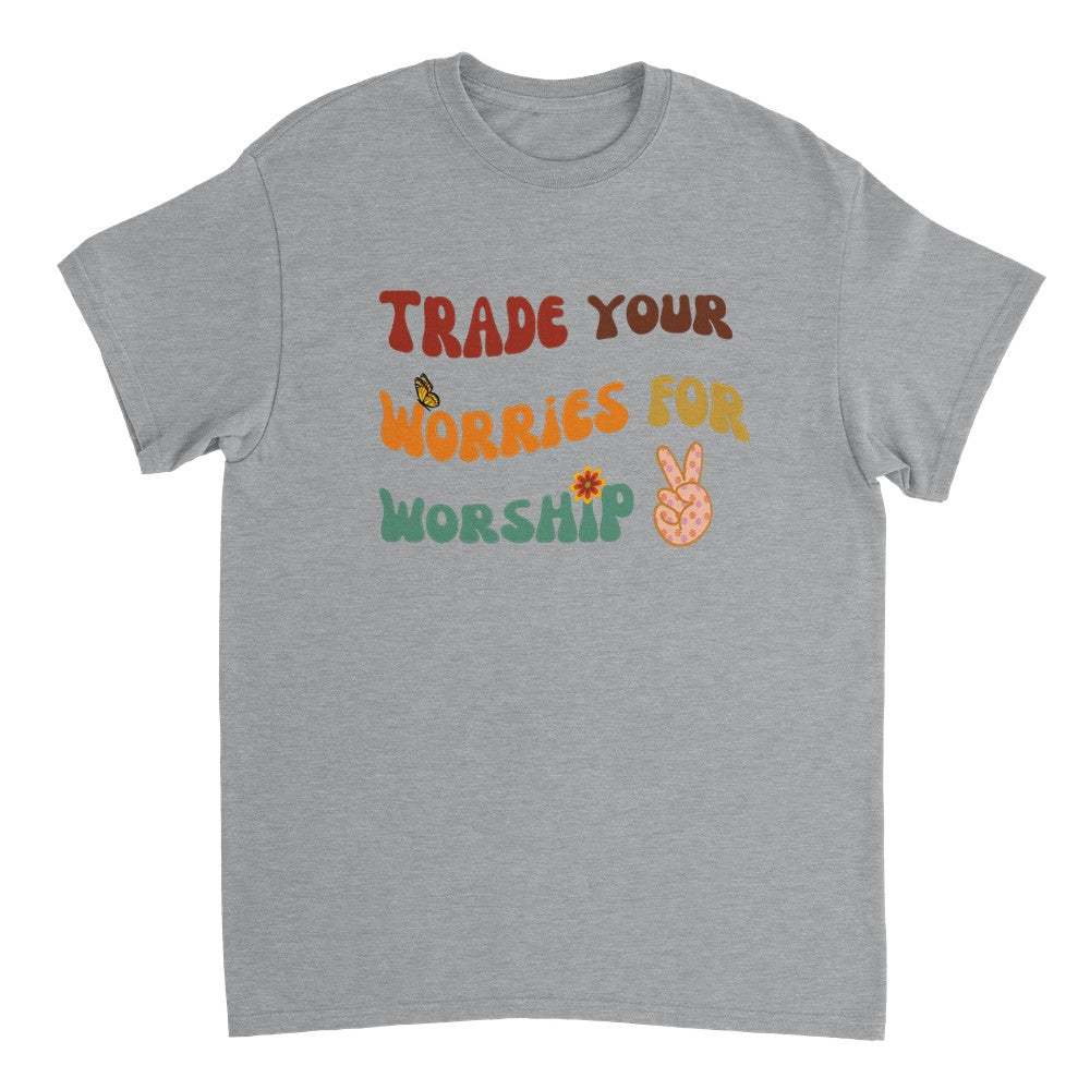 Trade Your Worries for Worship - Heavyweight Unisex Crewneck T-shirt