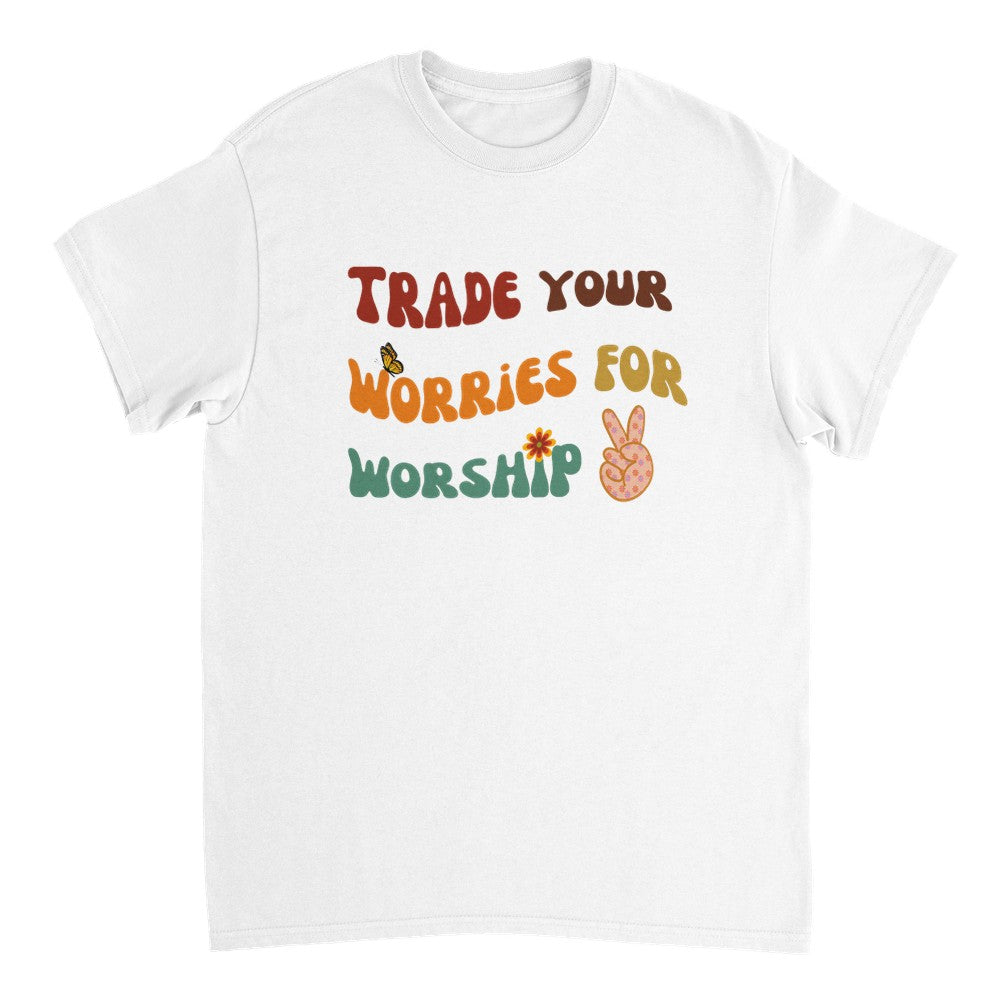 Trade Your Worries for Worship - Heavyweight Unisex Crewneck T-shirt