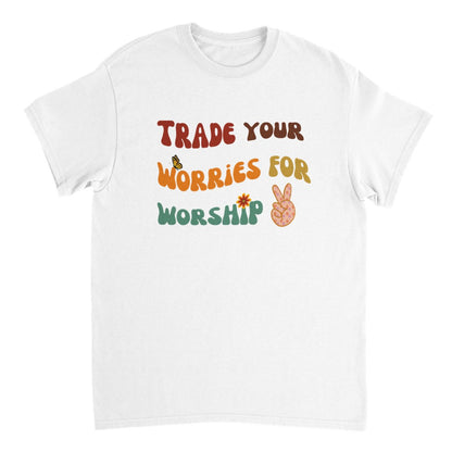 Trade Your Worries for Worship - Heavyweight Unisex Crewneck T-shirt