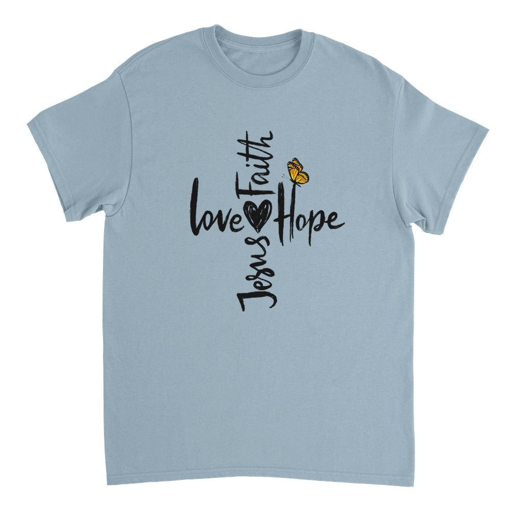 Love Hope Faith Jesus - Heavyweight Unisex Crewneck T-shirt