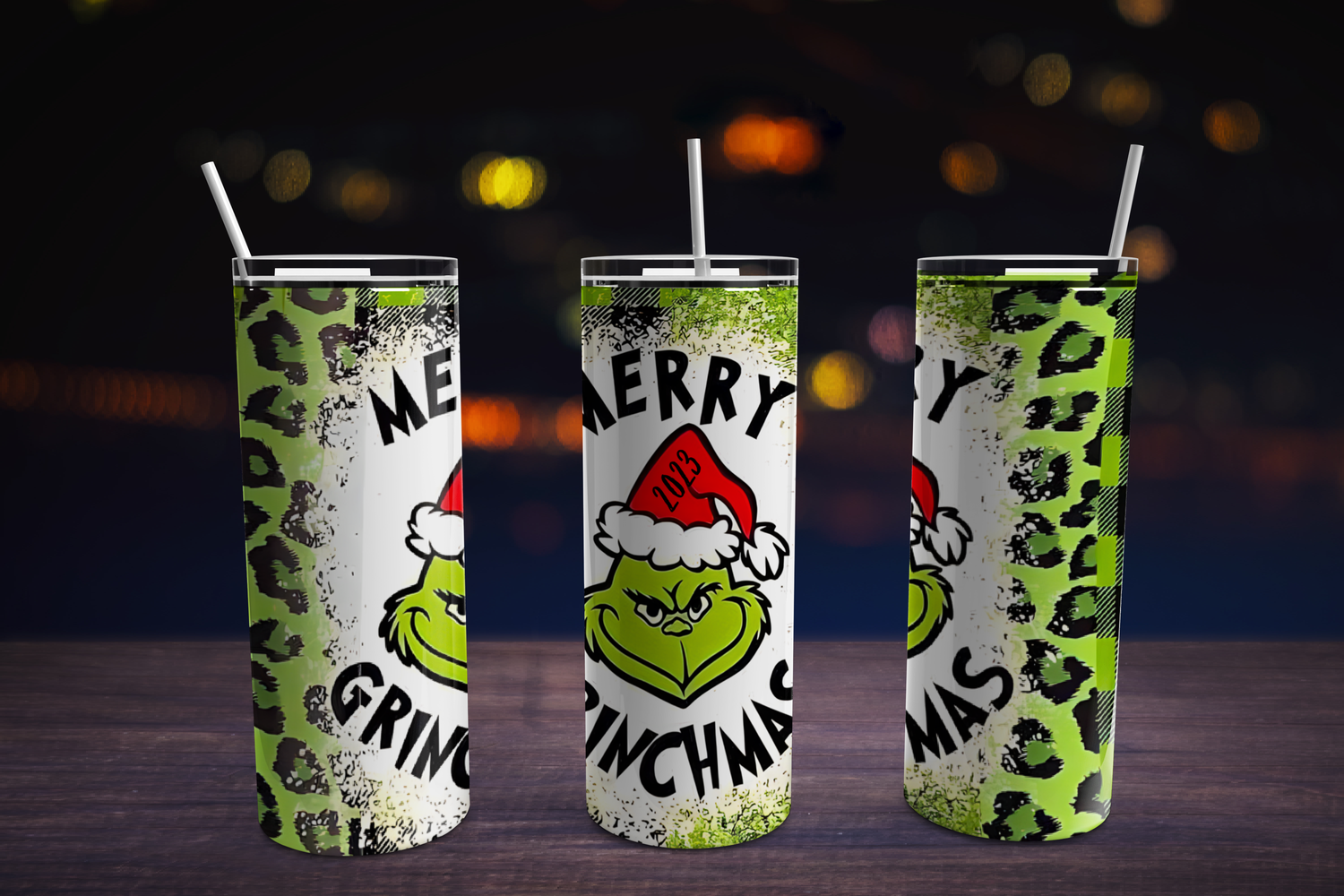 Merry Grinchmas 20oz Tumbler w/ metal straw and special cleaning tool