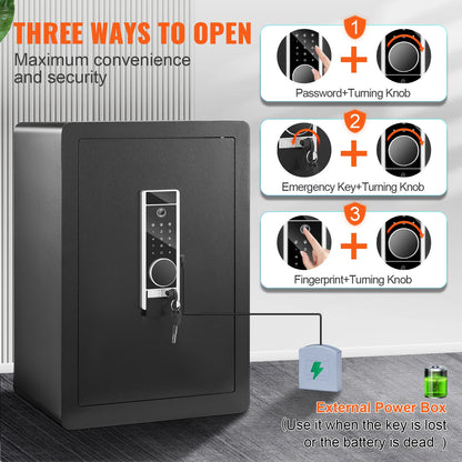 VEVOR Electric Safe 2.2/1.8 Cubic Feet Fingerprint &amp; Digital Security Cabinet Safe W/ Fire-proof Bag for Cash Jewelry Documents