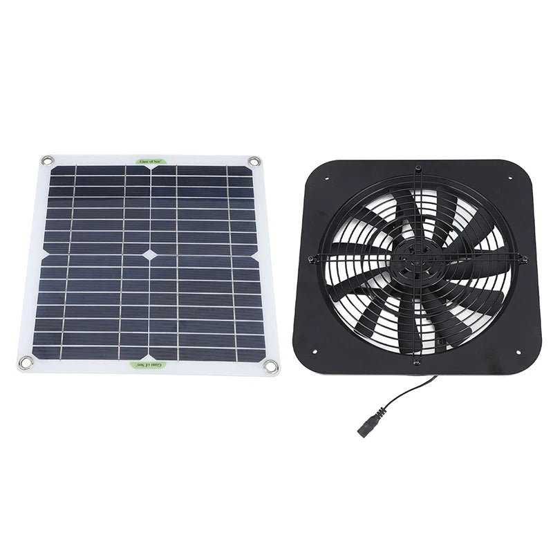 100W 12V Solar Panel Powered Fan 10 inch Mini Ventilator Solar Exhaust Fan for Dog Chicken House Greenhouse RV Car Fan Charger