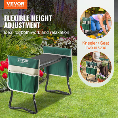 VEVOR Garden Kneeler and Seat 330 lbs Load Capacity 8/10&quot; EVA Wide Pad Foldable Garden Stool  Kneeling Bench for Gardening