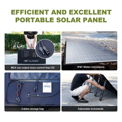 ALLPOWERS Foldable Solar Panel 400W / 200W / 140W / 100W / 60W Solar Charger with Solar Output for Power Station Solar Generator