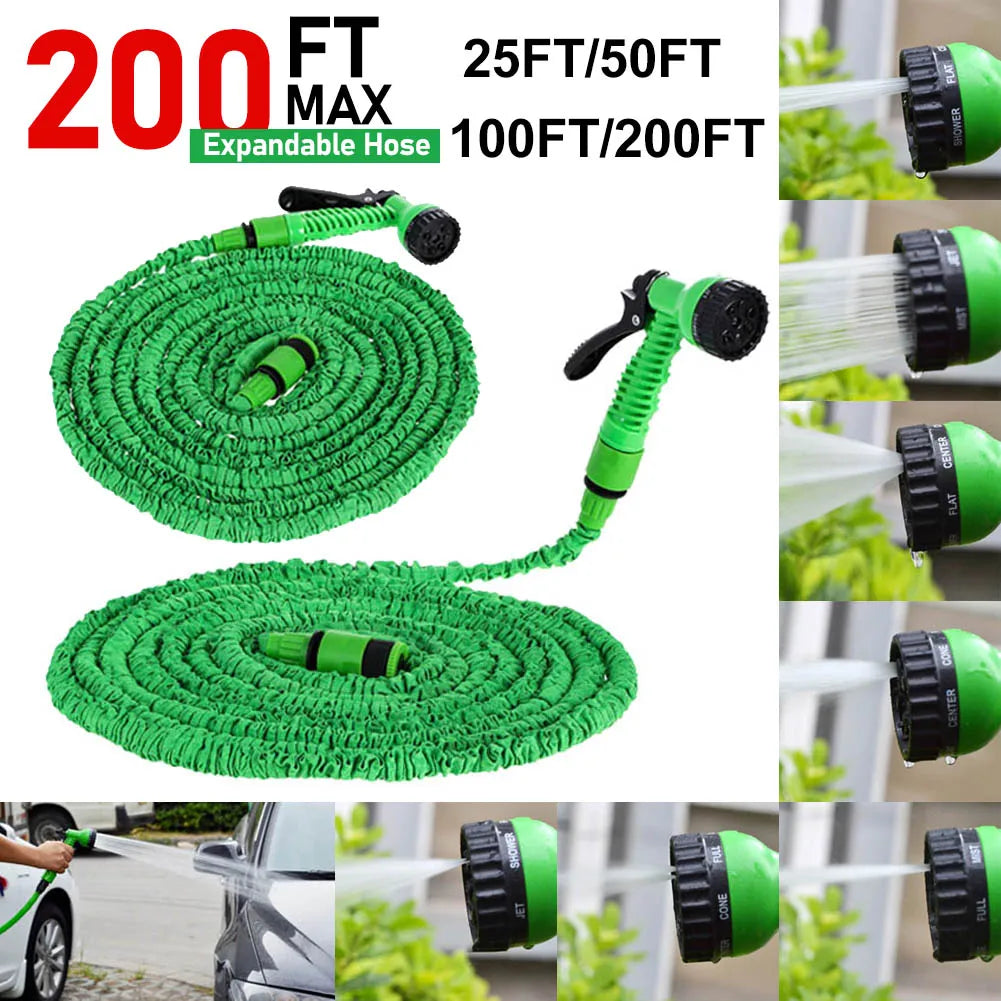 25FT-200FT High-Pressure Expandable Magic Hose, Car Wash Pipe, Home Garden Watering Hose, Multi-Function, Gardening Cleaning