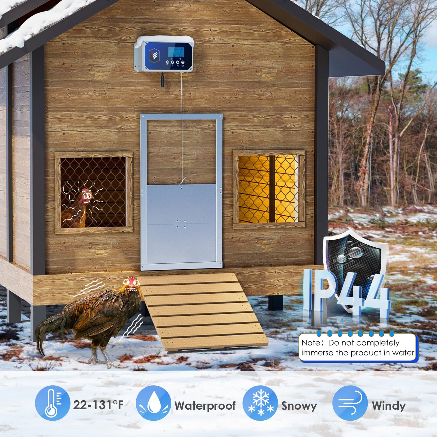 Automatic chicken coop door, latest style waterproof,with light&amp;battery sensor,automatic chicken coop door remote control to 40M