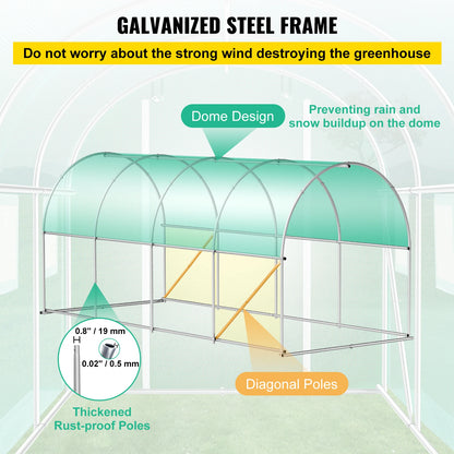 VEVOR Walk-in Tunnel Greenhouse Portable Green Plant Hot House with Galvanized Frame &amp; Waterproof Cover Protect Gardening Plants