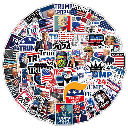 53pcs New 2024 US Trump Decorative Skateboard Refrigerator Tool Box Sticker