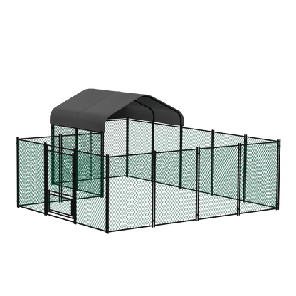 Chicken Coop 12.9x10.2x5.1ft Chicken Run Pen for Yard with Cover Outdoor Metal Portable Chicken Tractor Cage Enclosure Crate