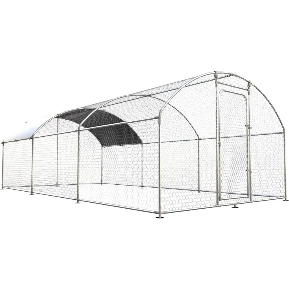 Large Metal Chicken Coop, Large Space Chicken Coop with Waterproof and UV Cover, Outdoor Chicken, Duck and Rabbit Coops