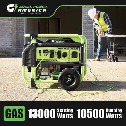 Portable Generator 13000 Watt,Gasoline Powered,Recoil/Electric Start, 12V-8.3A Charging Outlets, Home Back Up &amp; RV Ready