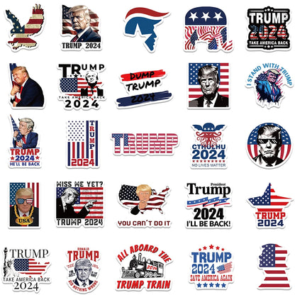 50pcs American Trump Stickers Funny Graffiti Decals Laptop Guitar Skateboard Luggage Waterproof Stickers