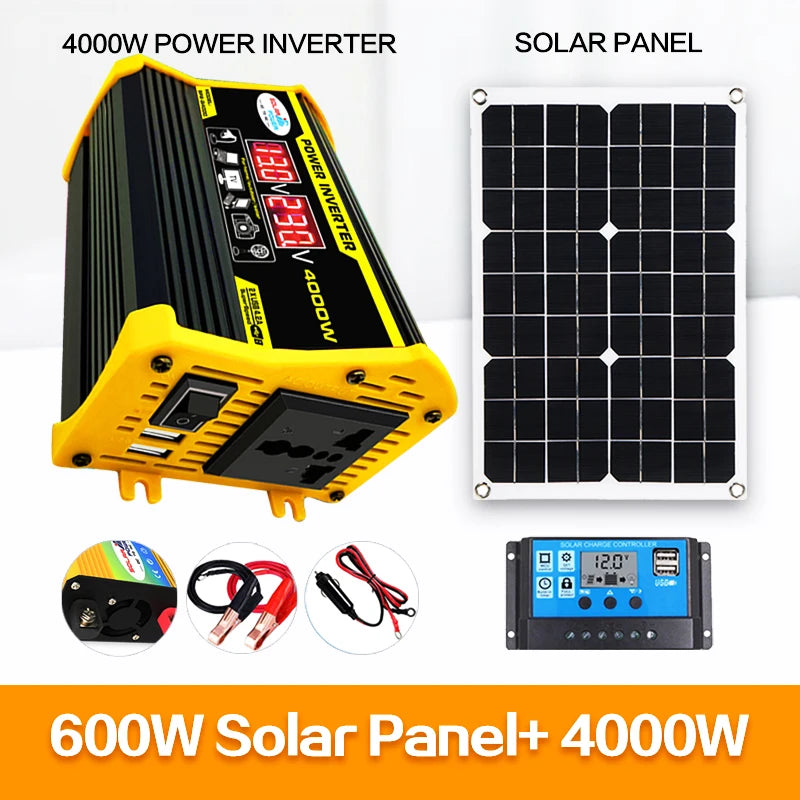 New 4000W Solar Panel Power 110V-220V Inverter Kit With 100A Controller Home RV Yacht Solar Intelligent Power Generation Kit