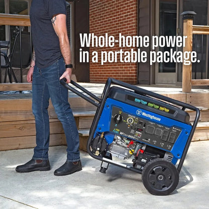 12500 Peak Watt Tri-Fuel Home Backup Portable Generator Remote Electric Start Transfer Switch Ready