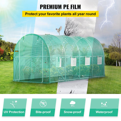 VEVOR Walk-in Tunnel Greenhouse Portable Green Plant Hot House with Galvanized Frame &amp; Waterproof Cover Protect Gardening Plants