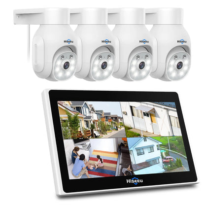 Hiseeu 8CH 3MP Wireless Security Cameras Kit Outdoor Waterproof IP Camera Surveillance CCTV System Set with 10.1&quot; Monitor NVR