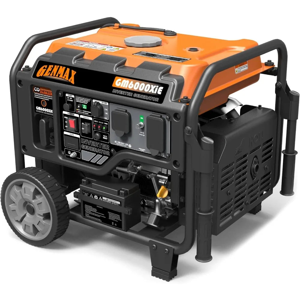 Portable Inverter Generator, 6000W open frame Gas Powered High Speed Engine with Electric Start