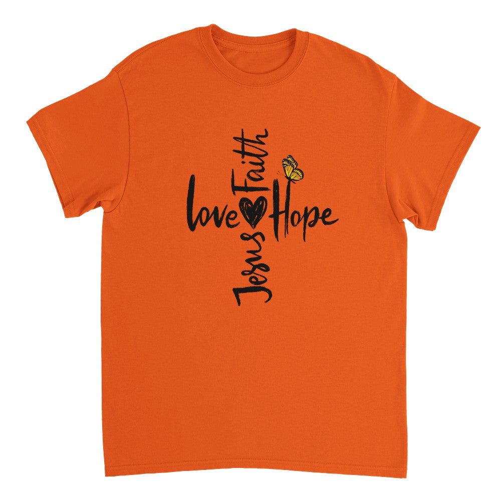 Love Hope Faith Jesus - Heavyweight Unisex Crewneck T-shirt