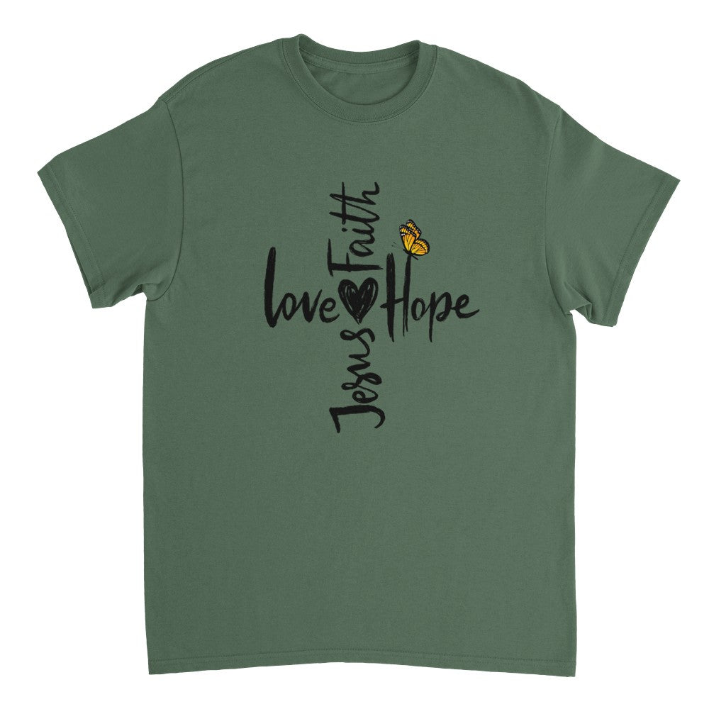 Love Hope Faith Jesus - Heavyweight Unisex Crewneck T-shirt