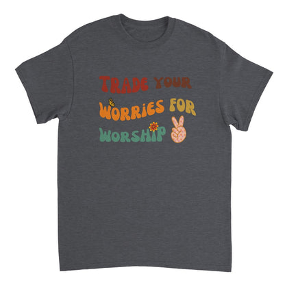 Trade Your Worries for Worship - Heavyweight Unisex Crewneck T-shirt