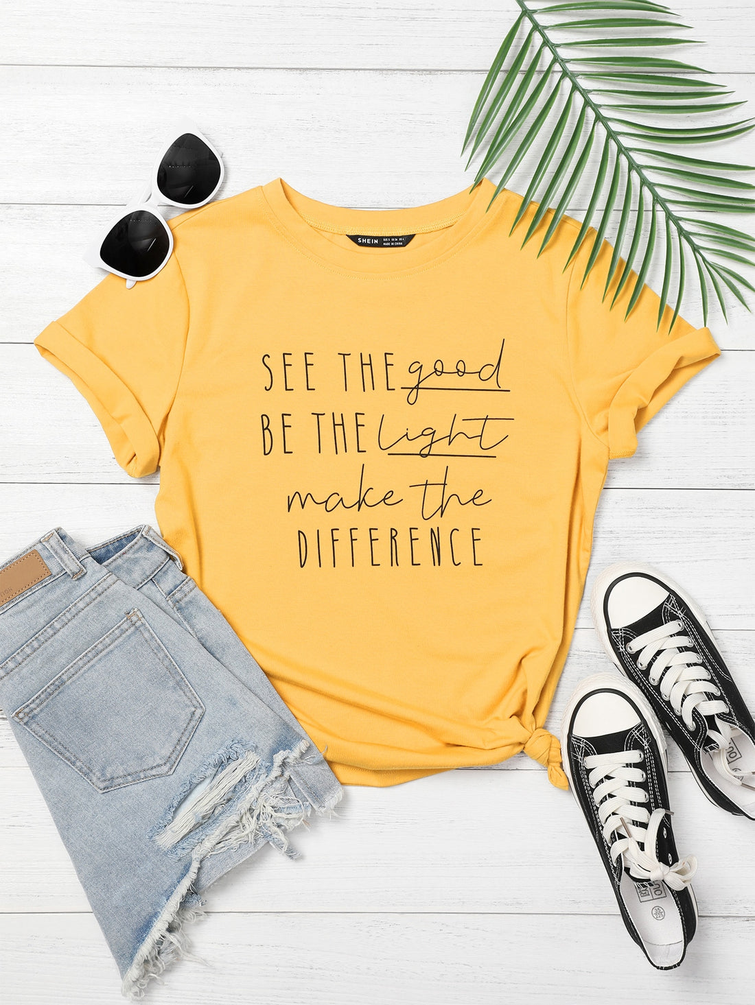 Essnce Slogan Graphic Round Neck Tee