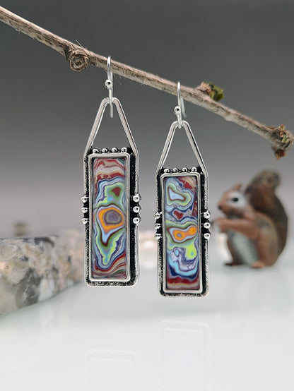 Boho Vintage Spiral Marble Pattern Drop Earrings