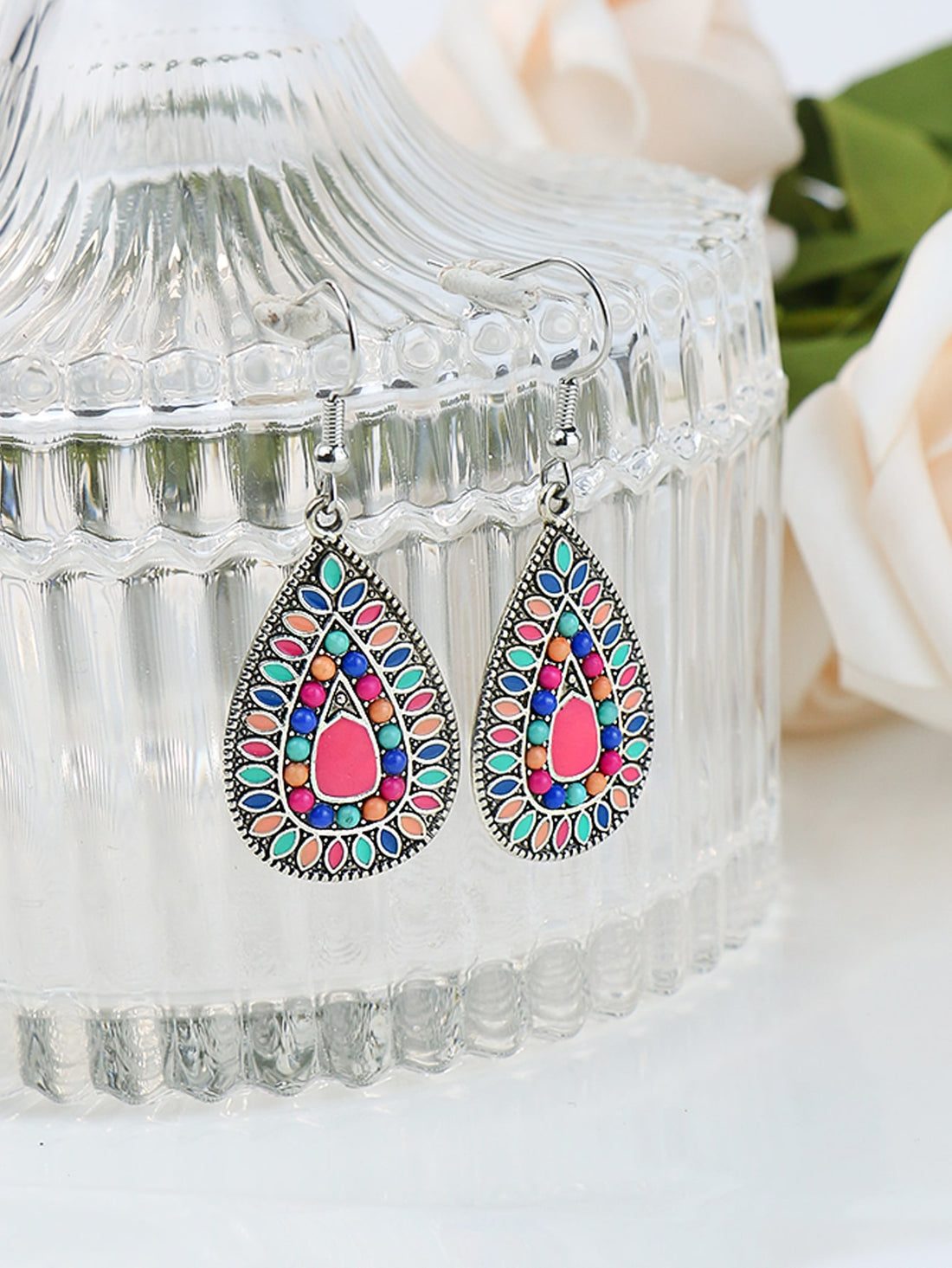 1pair Bohemian Water Drop Dangle Earrings