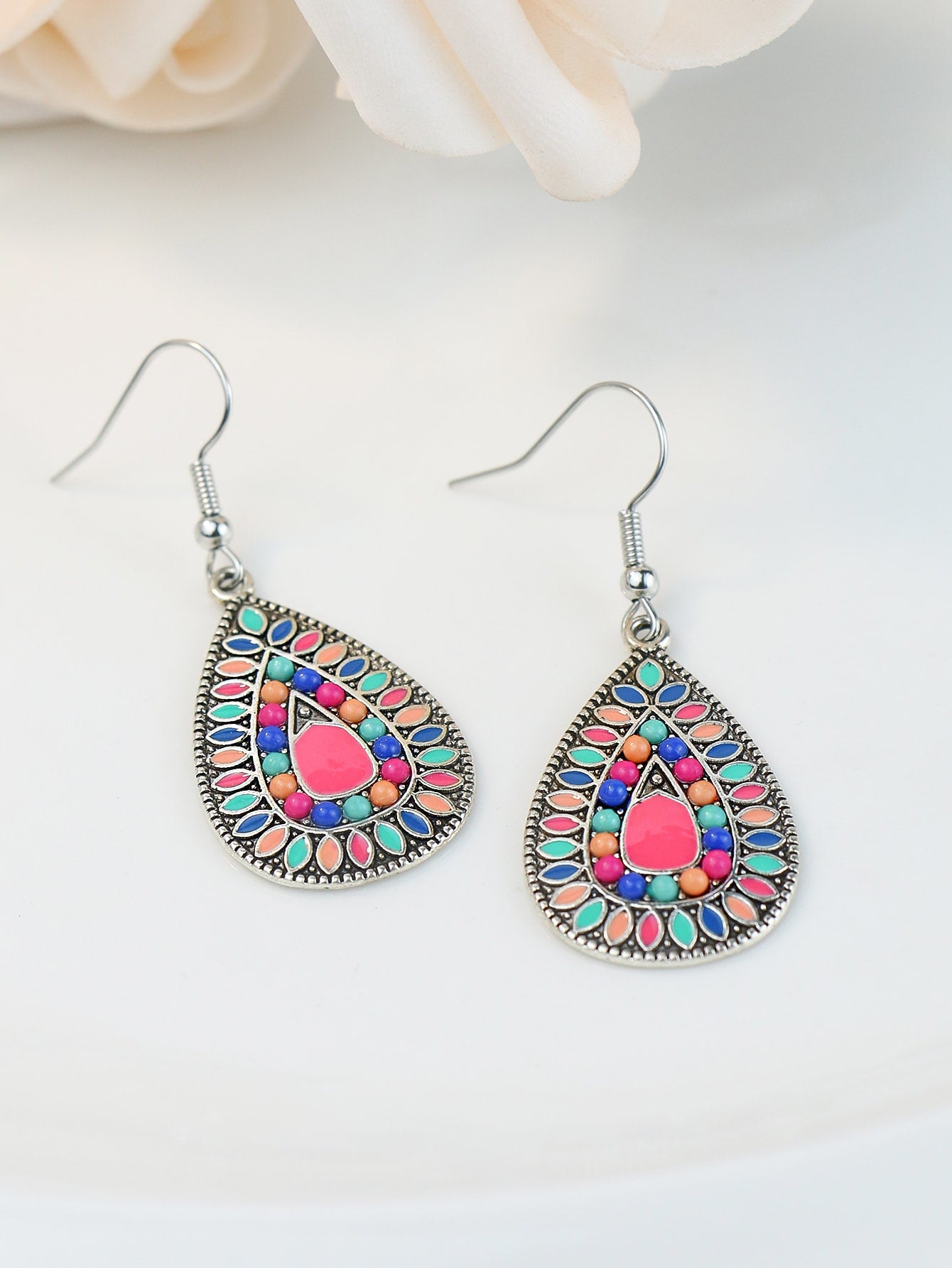 1pair Bohemian Water Drop Dangle Earrings