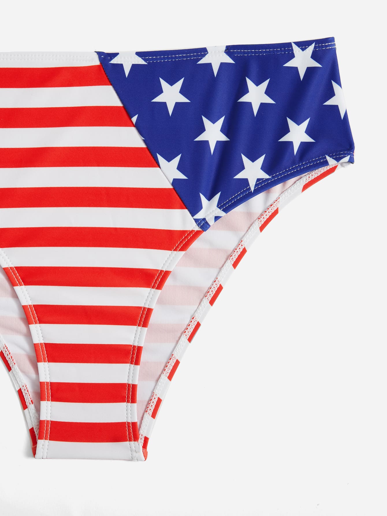 American Flag Print Crisscross Bikini Swimsuit