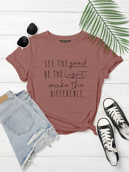 Essnce Slogan Graphic Round Neck Tee