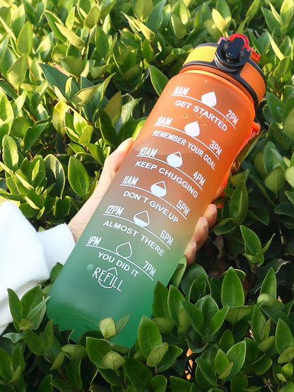 1pc Water Bottle, Modern Plastic Portable Drinking Bottle For Outdoor - Daily Water Intake Print