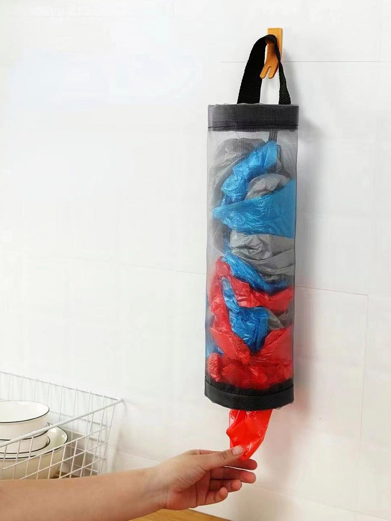 1pc Hanging Garbage Bag Organizer