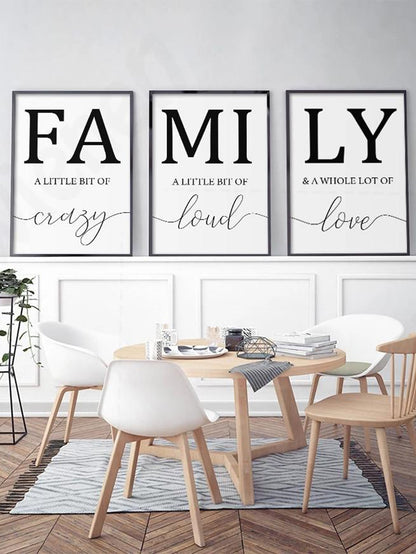 3 Pcs Nordic Style Family Love Wall Art Poster - Canvas Print - 3 Sizes No Frame